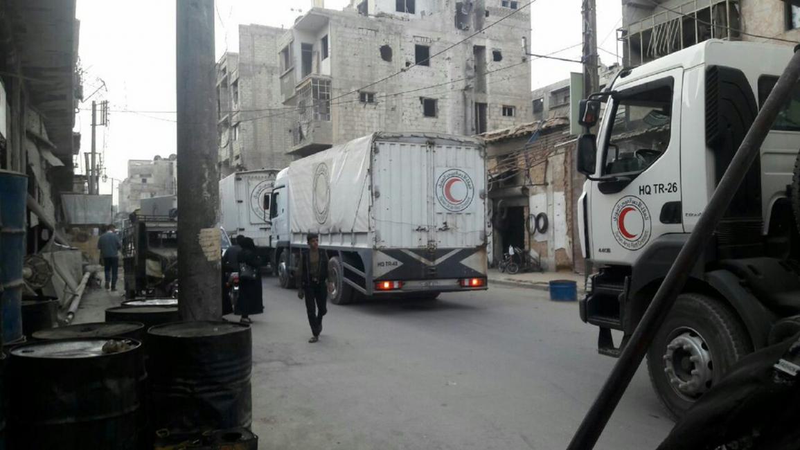 قافلة مساعدات تدخل الغوطة الشرقية (تويتر)