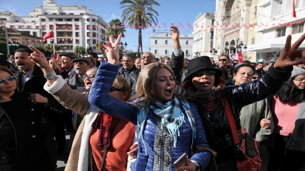 الاحتجاجات الشعبية تتواصل في تونس (شاذلي بن إبراهيم/Getty)