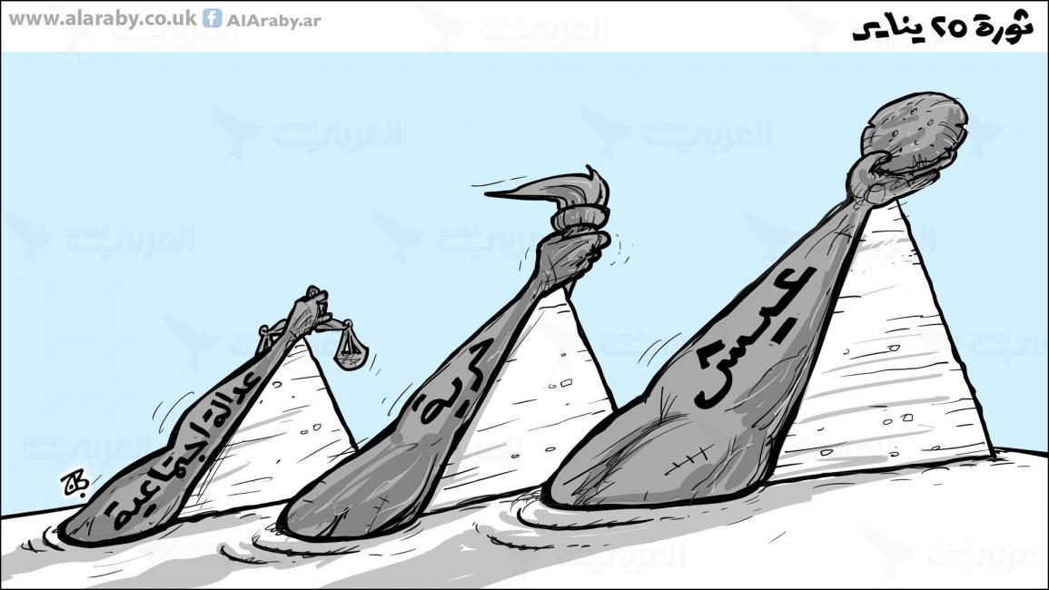 كاريكاتير ثورة يناير الاهرامات / حجاج