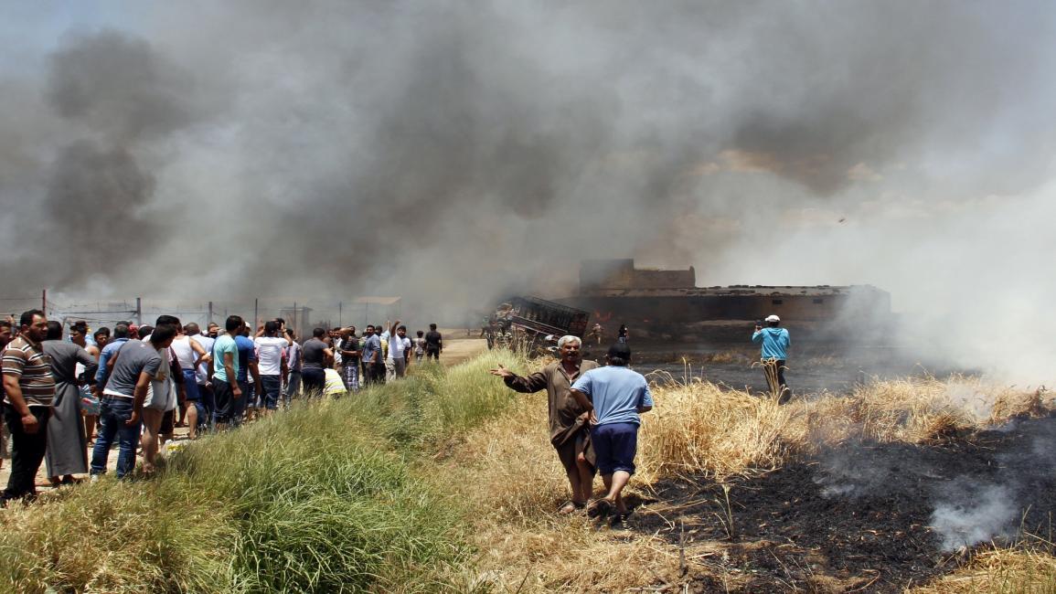 حريق مخيم للاجئين السوريين في البقاع اللبنانية(حسان جراح/فرانس برس)