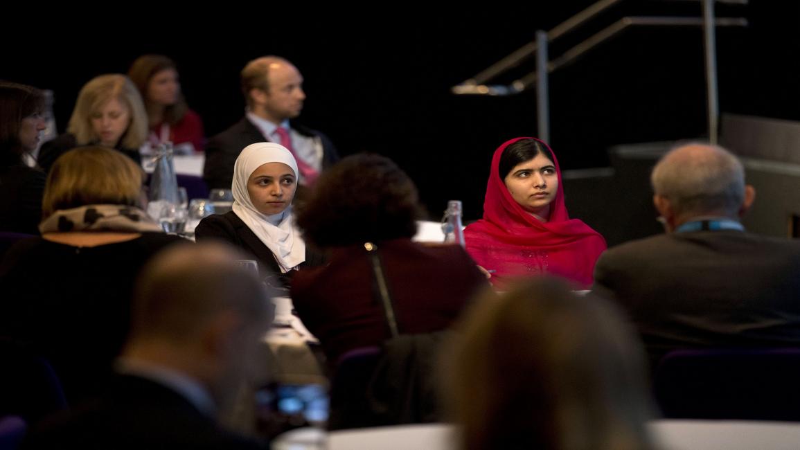 الباكستانية ملالا يوسف في مؤتمر لندن للمانحين 4-2-2014 (GETTY)