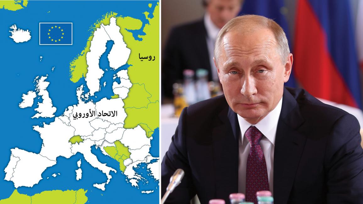 بوتين مع خريطة الاتحاد الأوروبي