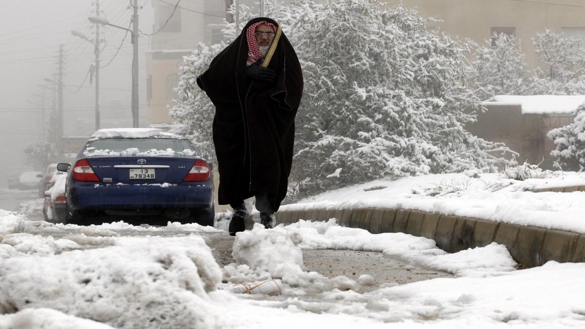 العاصفة الثلجة الأردنية هدى- فرانس برس