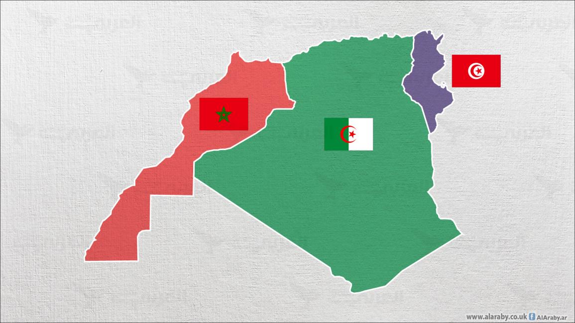 خريطة تونس الجزائر والمغرب