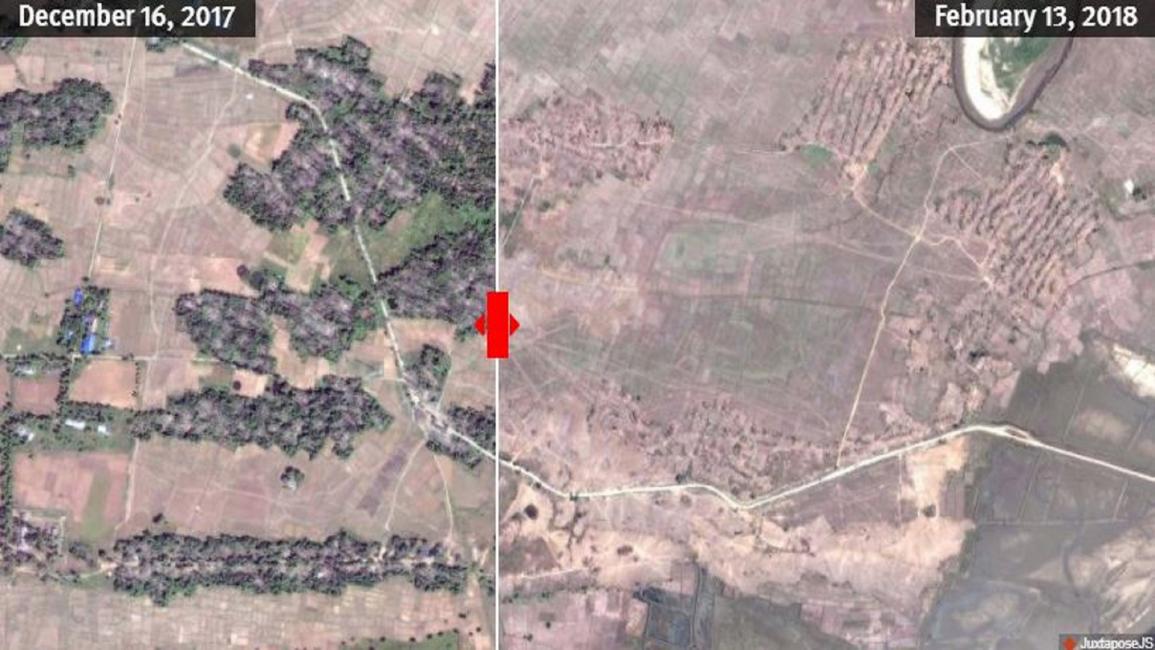 بورما تهدم 28 قرية من قرى الروهنغيا(تويتر)