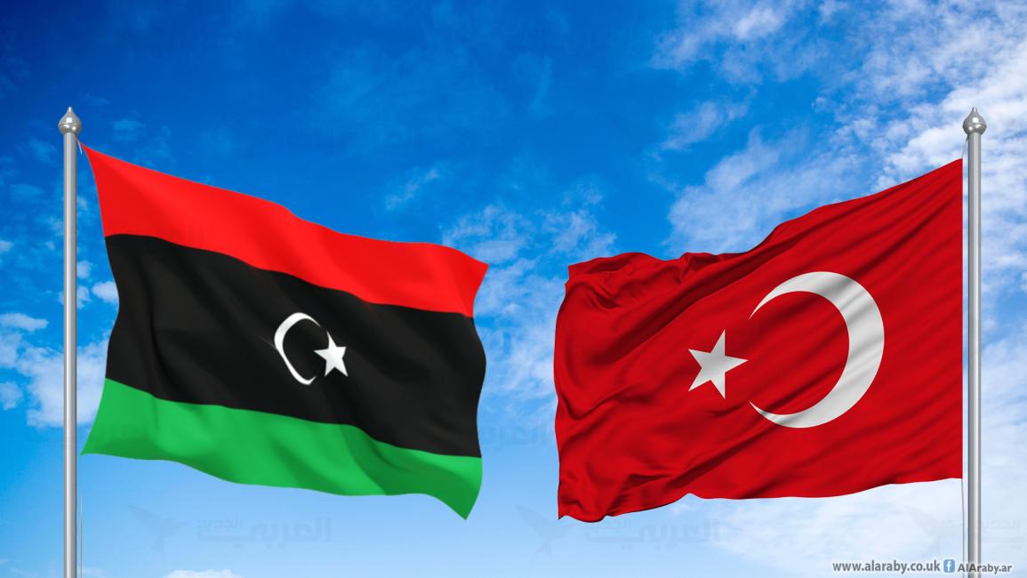 علم تركيا وعلم ليبيا 