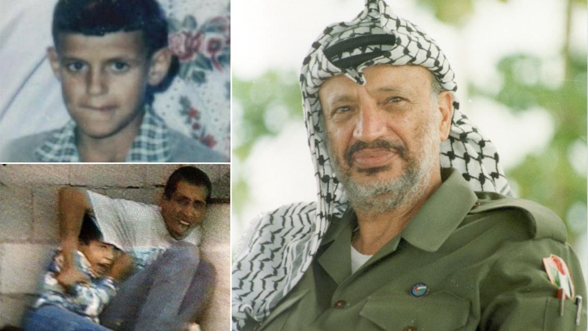 الرئيس الفلسطيني ياسرعرفات والطفلين محمد الدرة وفارس عودة