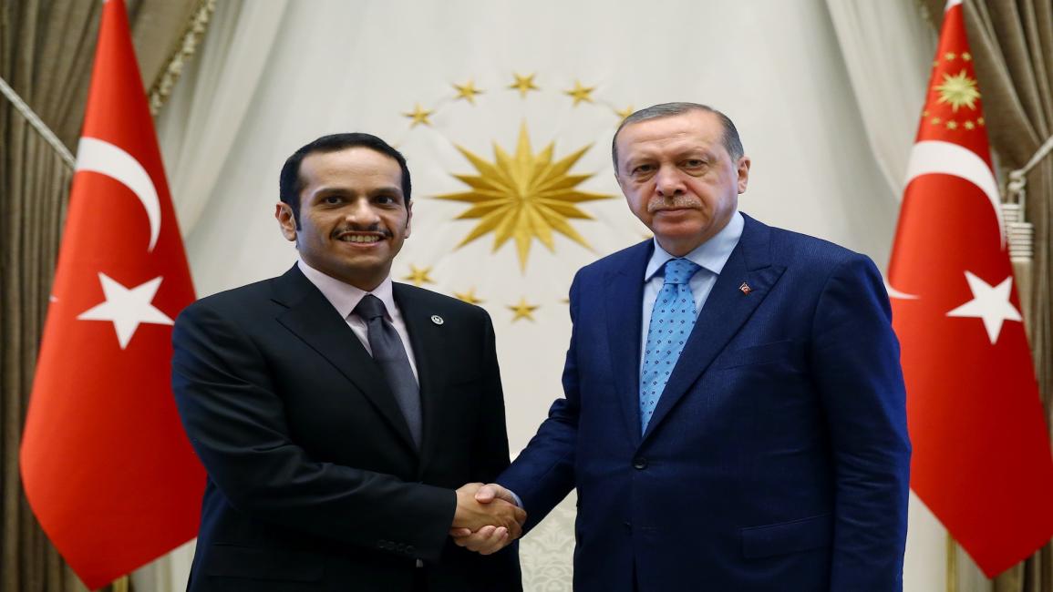 الرئيس التركي ووزير الخارجية القطري (الأناضول)