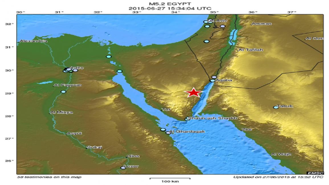 زلزال مصر مركزه نويبع