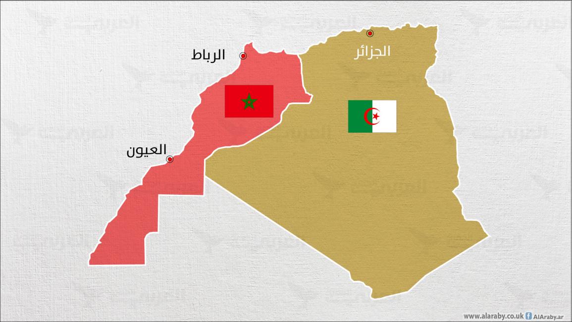 خريطة الجزائر والمغرب ومدينة العيون