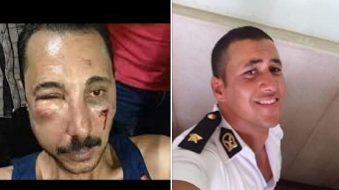 ضابط الشرطة تعدى بالضرب على المحامي المصري (فيسبوك)