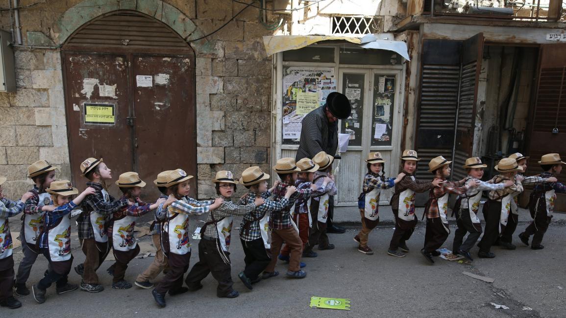 أطفال تلاميذ يهود متدينين في القدس المحتلة - مجتمع