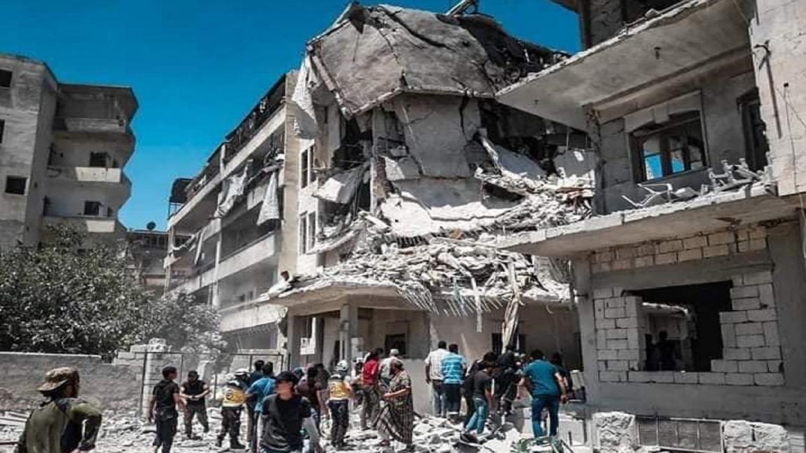 قصف المناطق السكنية في أريحا السورية (فيسبوك)