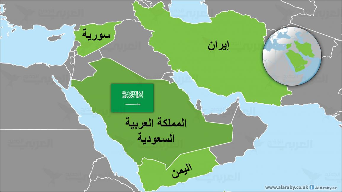 خريطة السعودية - إيران - اليمن - سوريا
