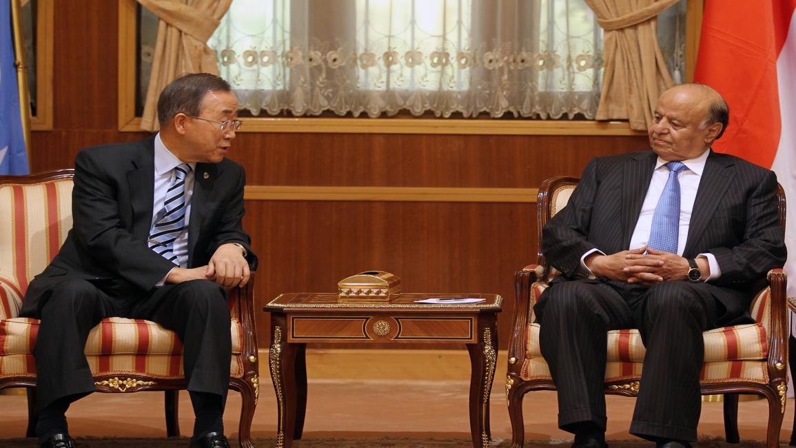 هادي مع بان كي مون-الرئيس اليمني-21-5-فرانس برس