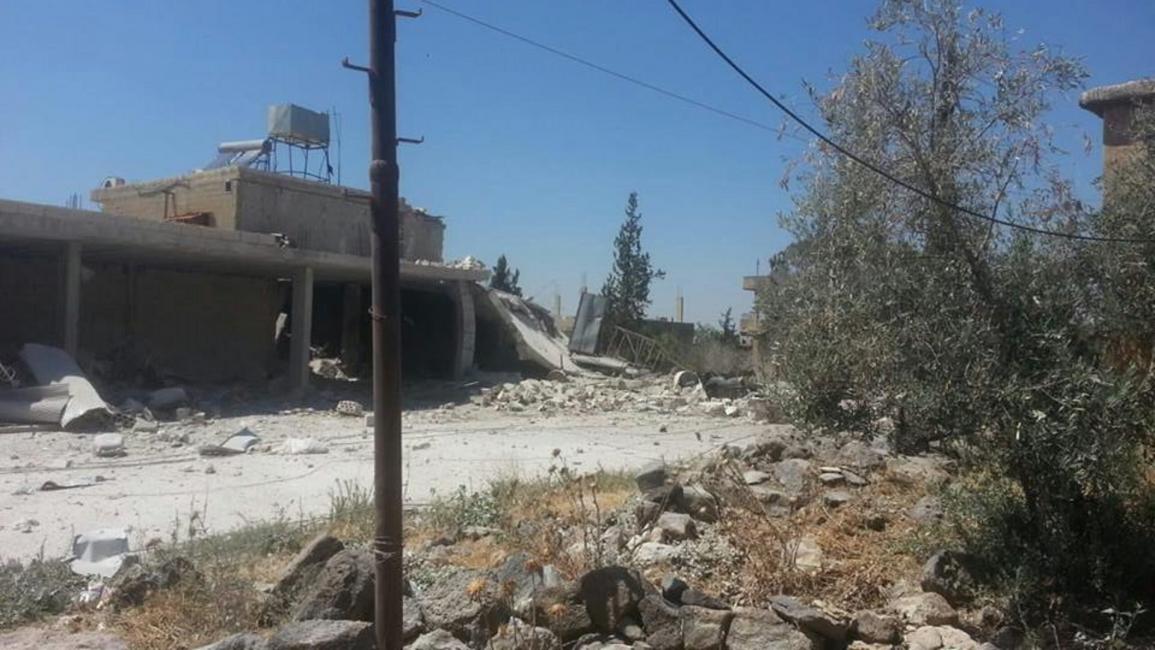 آثار القصف الروسي على قرية سحم الجولان السورية (فيسبوك)