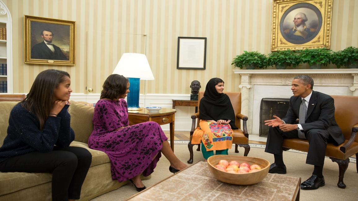 مالالا واوباما بالبيت الأبيض 