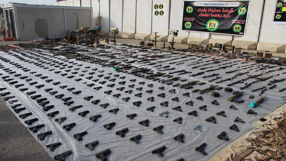 الأسلحة المضبوطة في سوق المريدي في بغداد (فيسبوك)