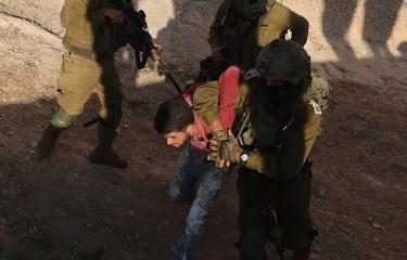 قوات الاحتلال تعتقل فلسطينياً بقرية بيتا في الضفة الغربية، 21 أغسطس2024 (جعفر اشتية/فرانس برس)