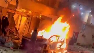 مسيّرة إسرائيلية تقصف مركبة في مخيم جنين (لقطة شاشة)
