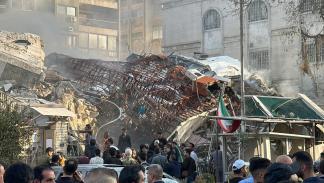 دمرت إسرائيل القنصلية الإيرانية في دمشق، إبريل الحالي (ماهر المونس/فرانس برس)