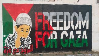 جدارية دعماً لقطاع غزة في العاصمة تونس / العربي الجديد