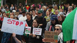 تظاهرة تضامن مع غزة أمام جامعة سيدني - أستراليا - 3 مايو 2024 (ليزا ماري ويليامز/ Getty)