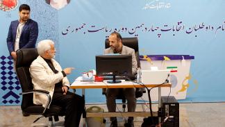 سعيد جليلي خلال ترشحه إلى الانتخابات الرئاسية الإيرانية، 30 مايو 2024 (فرانس برس)