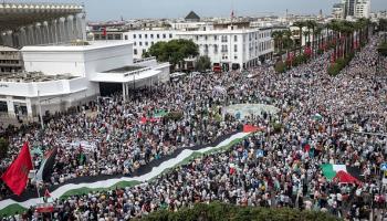 احتجاجات في المغرب ضد العدوان الإسرائيلي على غزة (فرانس برس)