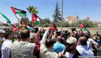 مشاركون في الاحتجاج بالأردن ضد الاحتلال الإسرائيلي