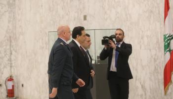 رئيس حكومة تصريف الأعمال حسان دياب في قصر بعبدا(حسين بيضون)