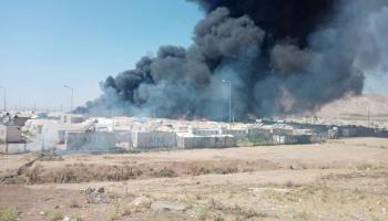 حريق في مخيم شاريا- كردستان العراق (فيسبوك)