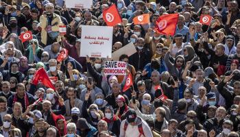 احتجاج في تونس ضد الانقلاب (14/11/2021/ الأناضول)