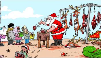 كاريكاتير سانتا واللاجئين / حجاج