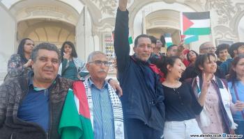 تظاهرة تونسية تضامنا مع الفلسطينيين (العربي الجديد)