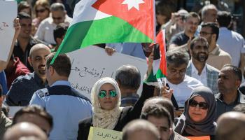 من تظاهرة للمعلمين الأردنيين في عمّان عام 2019 (خليل مزرعاوي/ فرانس برس)