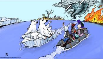 كاريكاتير التغيرات المناخية والهجرة / حجاج