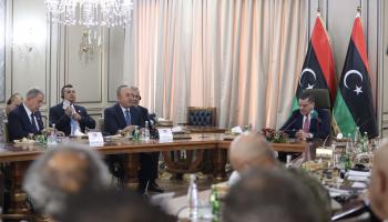 الجانبان الليبي والتركي في اجتماع بطرابلس، 3 أكتوبر 2022.(فاتح أكتاس/ الأناضول)
