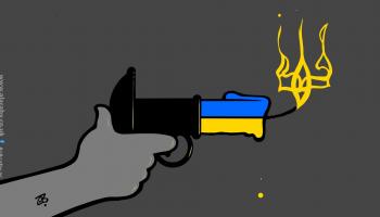 كاريكاتير اوكرانيا تقاوم في الظلام / حجاج