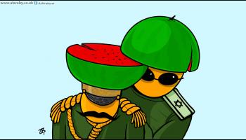 كاريكاتير تطبيع العسكر واسرائيل / حجاج