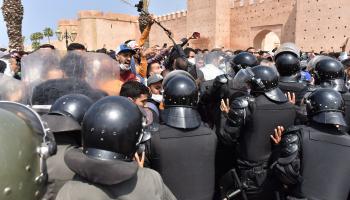 مواجهات بين قوات الأمن والأساتذة في المغرب (جلال مرشدي/ الأناضول)
