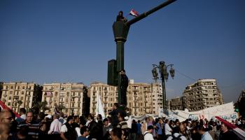 خلال تظاهرة في ميدان التحرير بالقاهرة، 2012 (Getty)