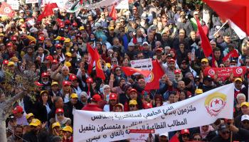 تظاهرة لاتحاد الشغل بصفاقس، 18 فبراير الماضي (جهاد عبد اللاوي/رويترز)