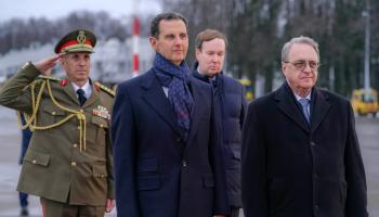 بوغدانوف خلال استقبال الأسد في موسكو، 14 مارس (رويترز)