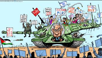 كاريكاتير احتجاجات تل ابيب نتنياهو / حجاج
