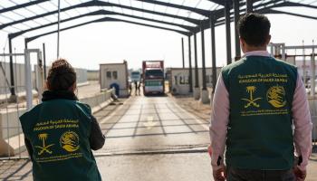 قافلة مساعدات سعودية في سورية، 23 فبراير الماضي (رامي السيد/Getty)