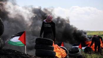 مظاهرة عند حدود غزة مع إسرائيل تلبية لدعوة حركة حماس (مجدي فتحي/Getty)