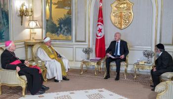 قيس سعيّد خلال لقائه مسؤولين دينيين-الرئاسة التونسية