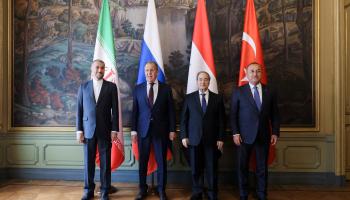 وزراء خارجية الدول الأربع في موسكو، الأربعاء (رويترز)