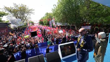 أردوغان خلال تجمع جماهيري في أدرنة أول من أمس (الأناضول)